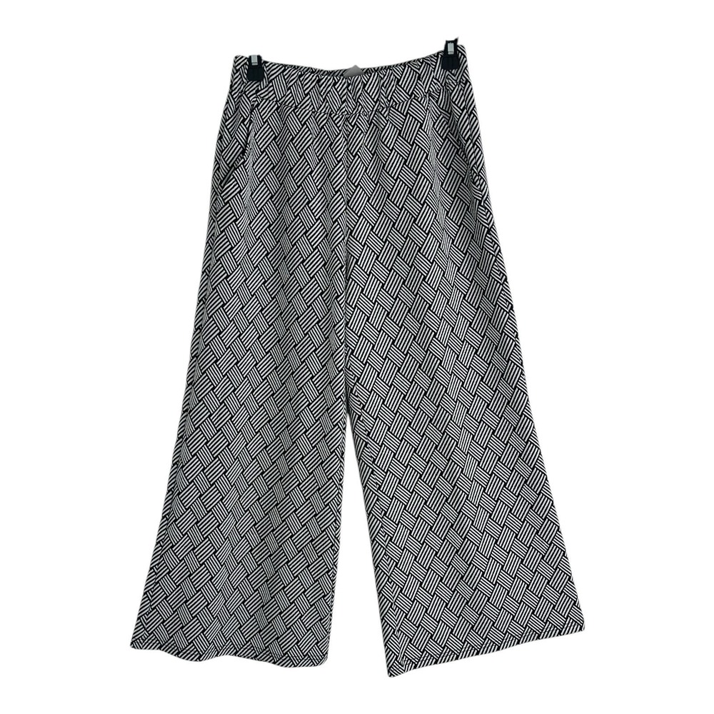 SEE AND BE SEEN Wide Leg Cropped Pants Womens Small Pull On Elastic Baggy Trendy